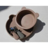 Assiette ours ventouse silicone taupe : chezlescanailles