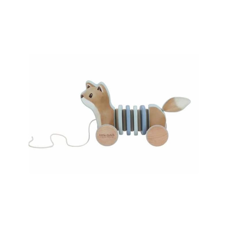 Jouet a tirer renard en bois - forest friends : chezlescanailles