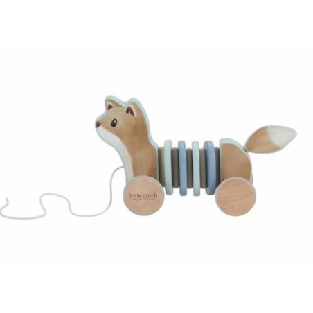 Jouet a tirer renard en bois - forest friends : chezlescanailles