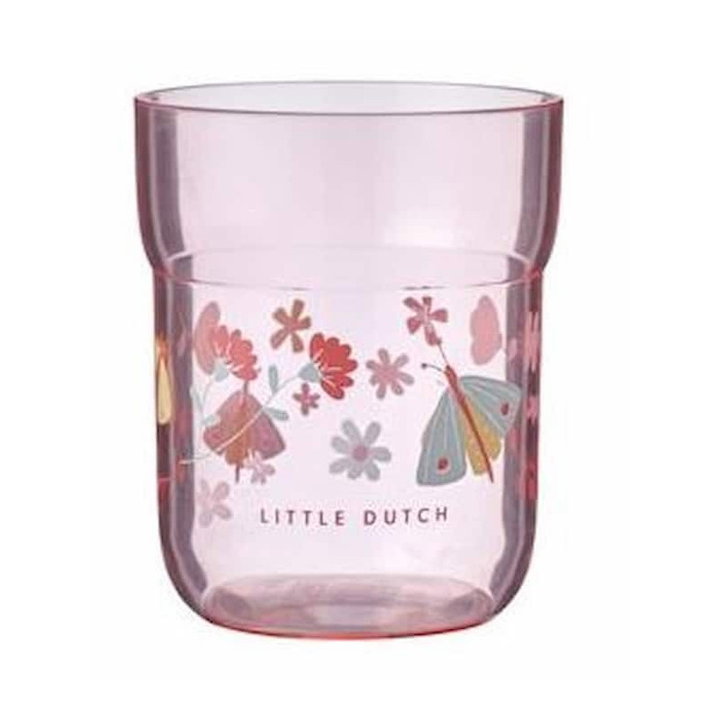 Verre rose 250 ml - Flowers et Butterflies : chezlescanailles