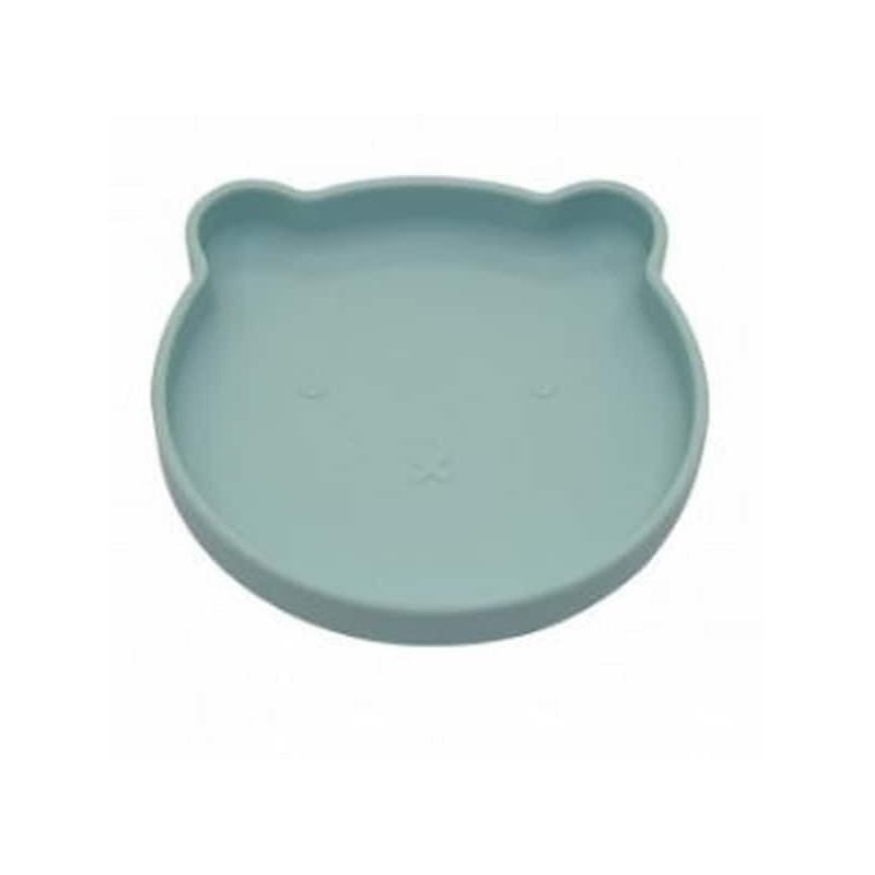 Assiette ours silicone bleu ciel : chezlescanailles 
