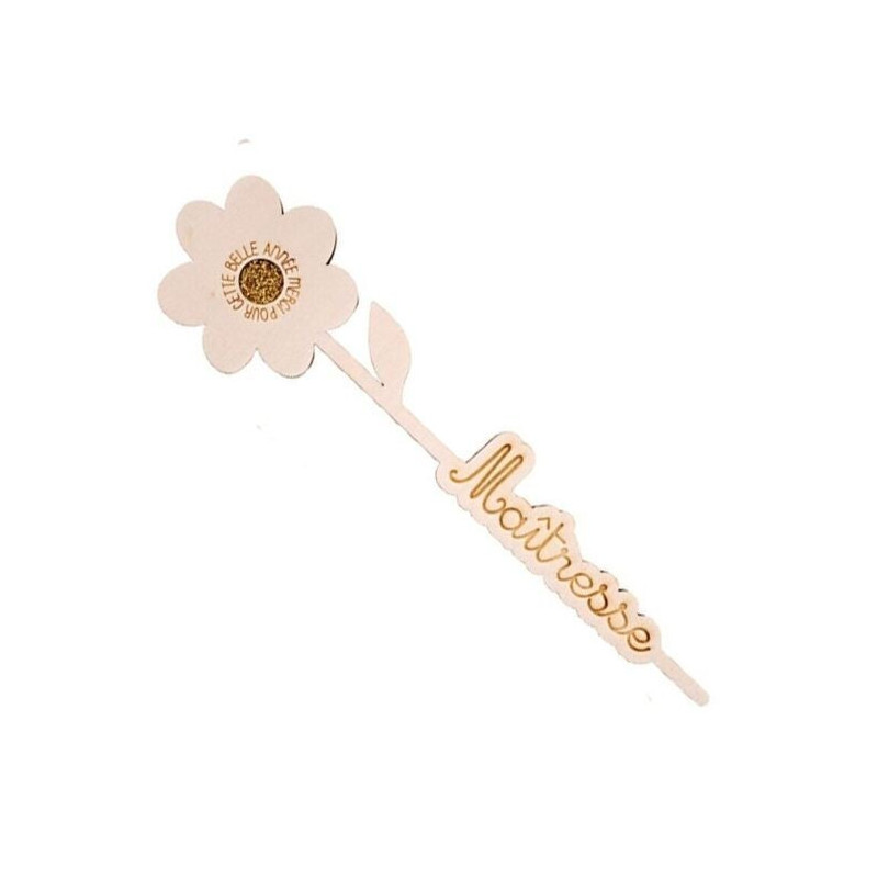 fleur en bois mot - Maitresse