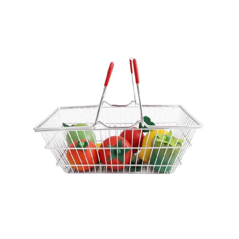 Panier de course en métal rouge-chezlescanailles