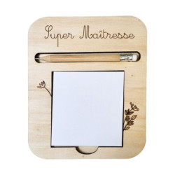 Support en bois - Post-it et crayon - chezlescanilles