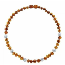 Collier ambre bebe - Cognac / Howlite : chezlescanailles