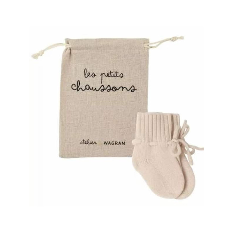 Chaussons mérinos - écrus  : chezlescanailles