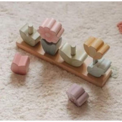 Puzzle fleurs à empiler en bois - Fairy garden : chezlescanailles
